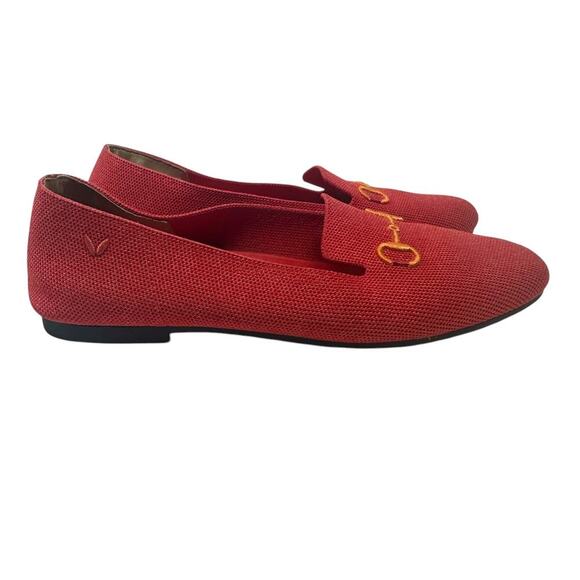 Vivaia Eillen Round-Toe Embroidered Flat Loafers in Ferrari Red Size 38 US 7 7.5 - Picture 5 of 12